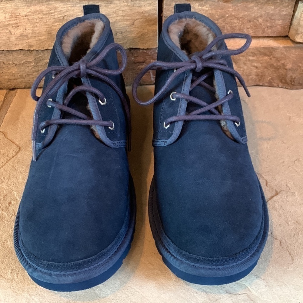 Ugg size 11 blue suede wool  lined lace up boots - Picture 2 of 12
